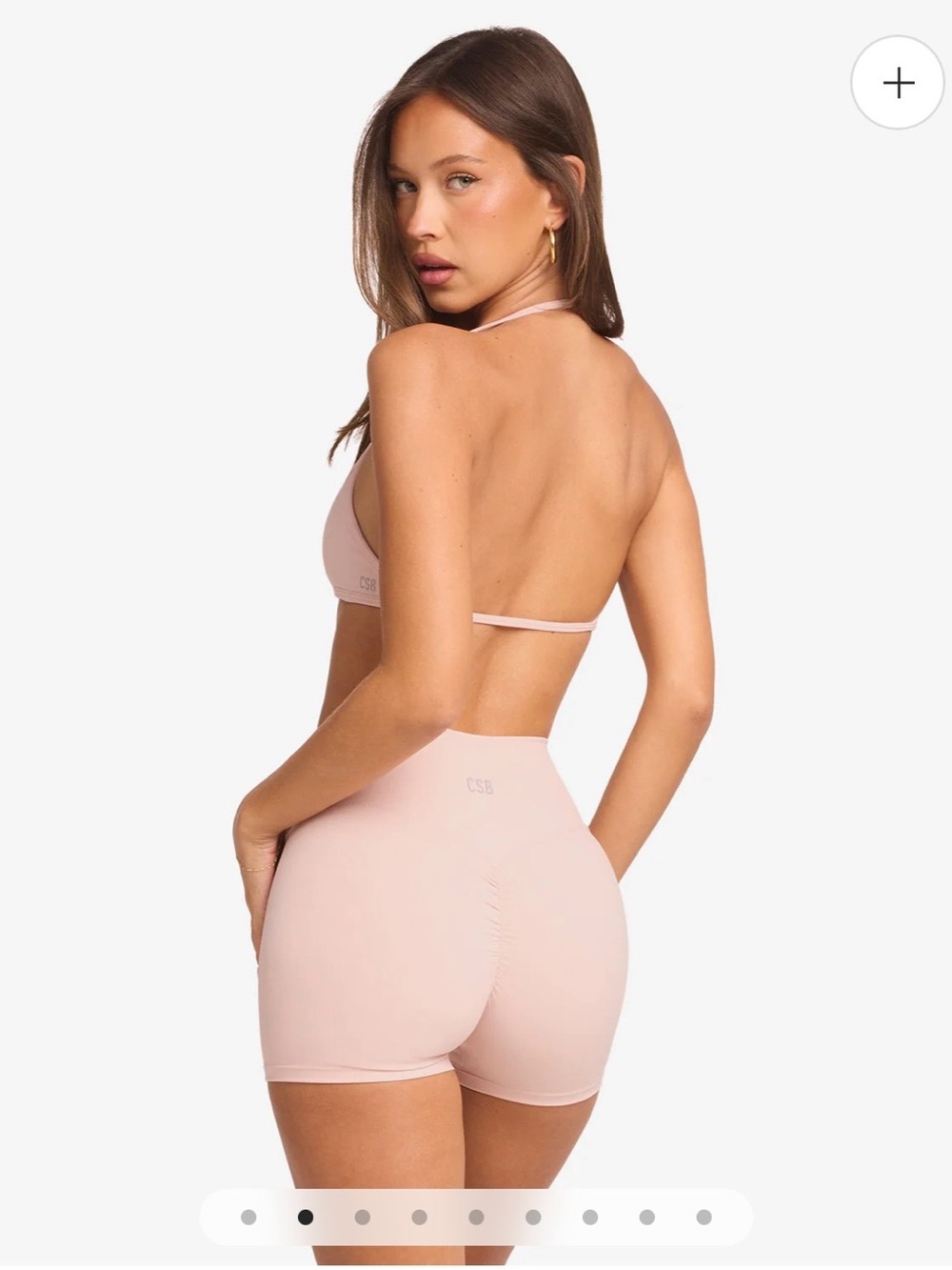CSB Pink Ruched Bike Shorts and Bralette Set - Women's Activewear - Picture 4 of 5
